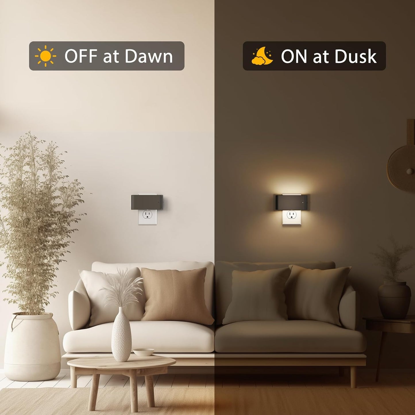 Briignite Night Lights Plug into Wall, 2 Pack, LED Night Light with Dusk to Dawn Light Sensor, Dimmable NightLight Plug in, 3000K Soft White Nightlight for Kids Room Bedroom Hallway Kitchen