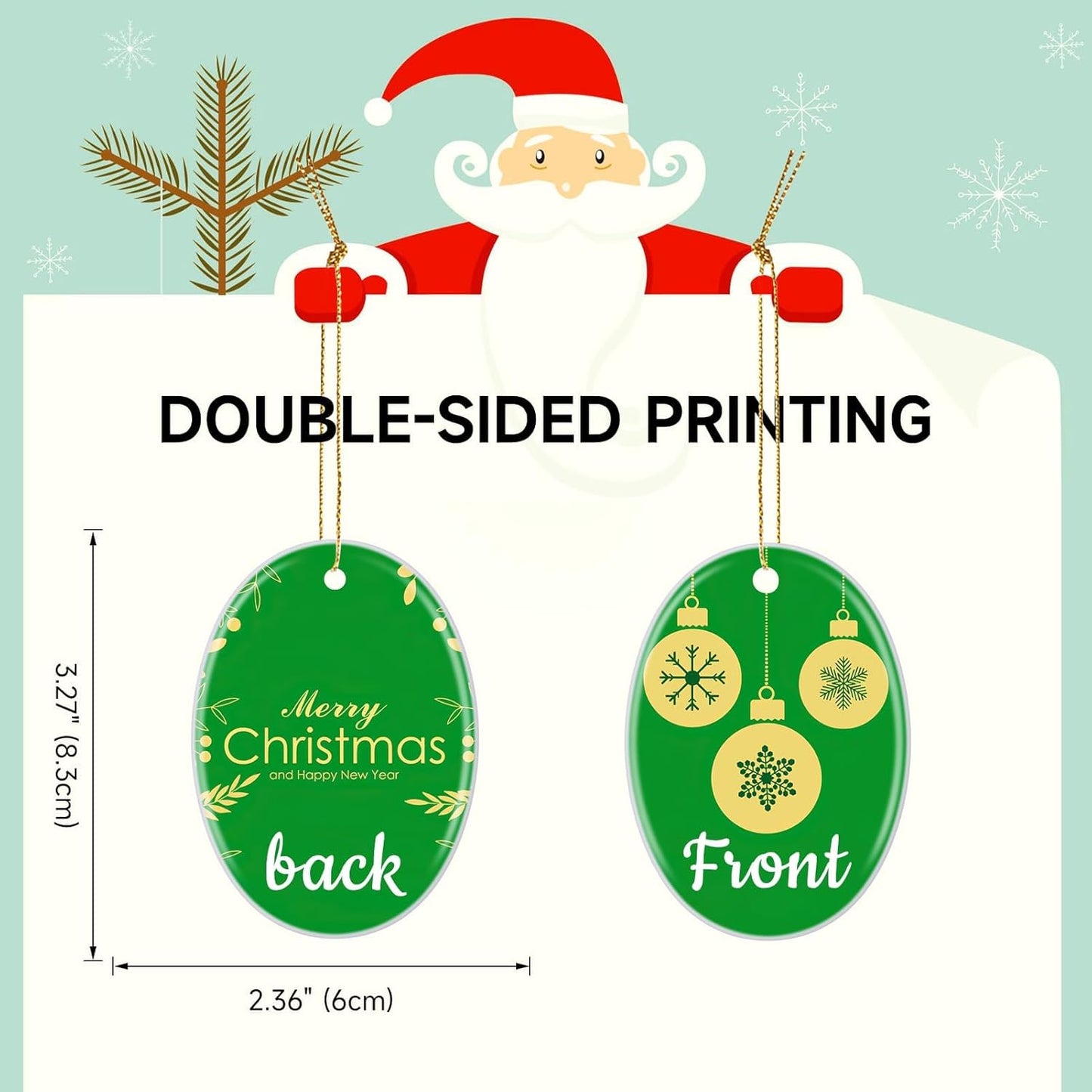 Personalized Christmas Ornaments 2025, Ceramic Custom Photo Text Hanging Ornament Customized Christmas Tree Decorations Gift for Family, Kids, Friends, Couples, Wedding