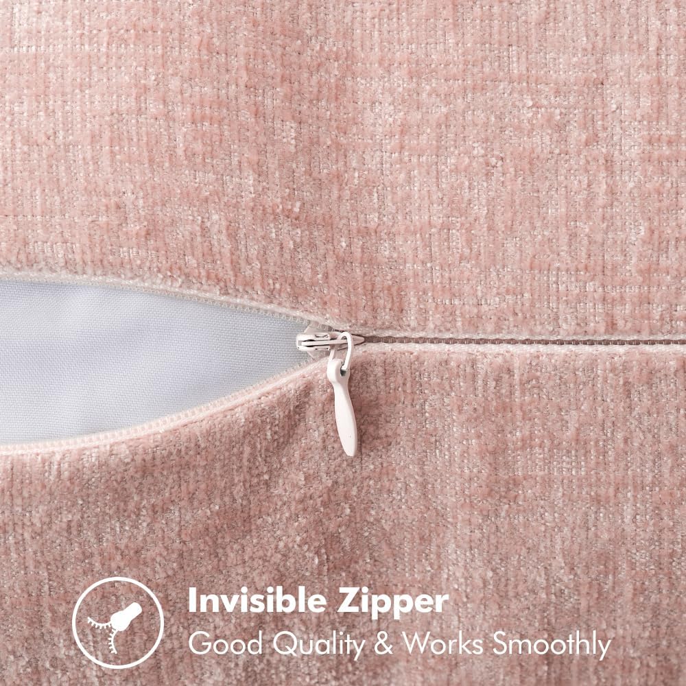 MIULEE Pack of 2 Couch Throw Pillow Covers 12x20 Inch Pink Valentine Farmhouse Decorative Pillow Covers with Stitched Edge Soft Chenille Solid Dyed Spring Pillow Covers for Sofa Bed Living Room