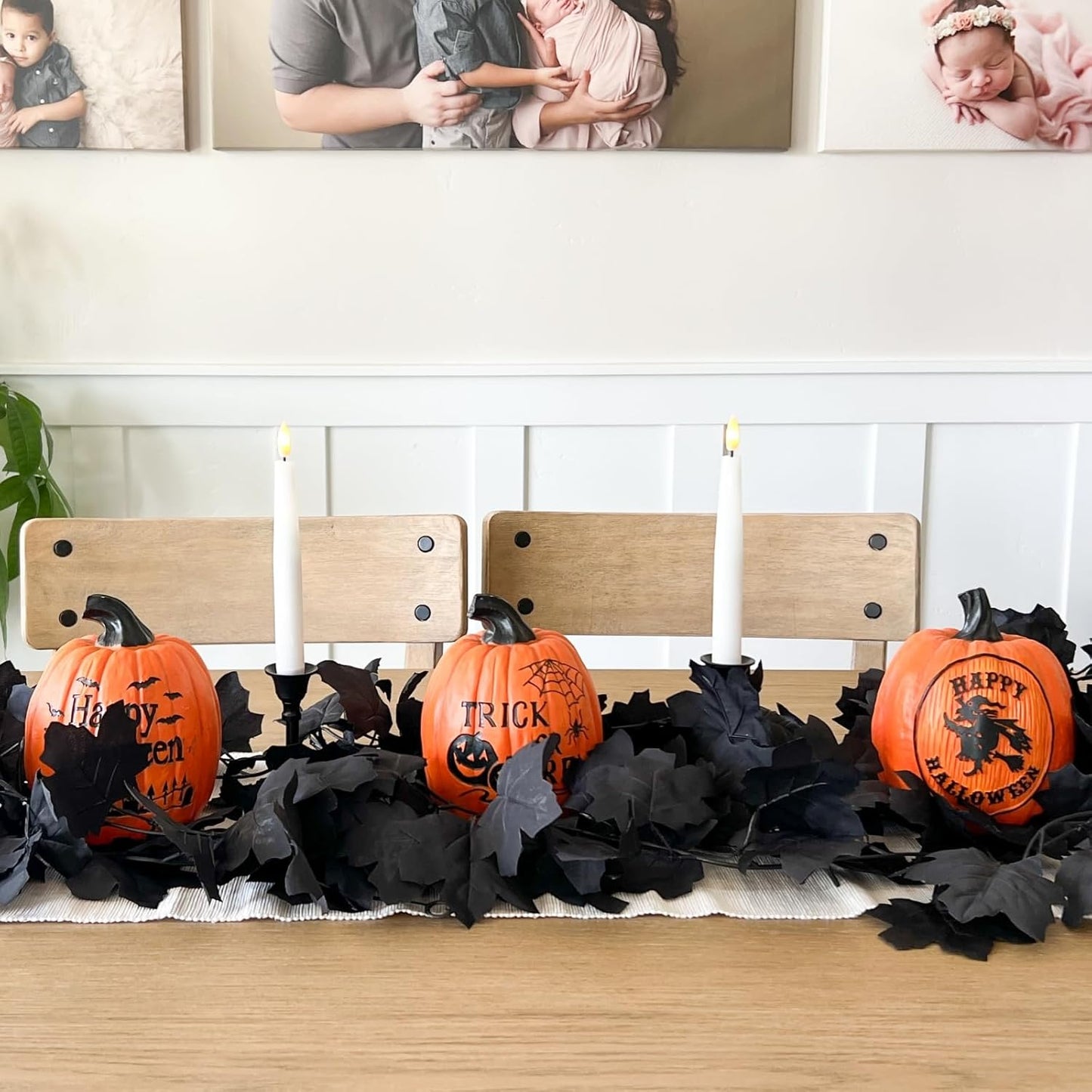 CQURE 7 Pack Black Fall Leaf Garland, Total 41.3Ft Halloween Garland Hanging Vines Artificial Fall Maple Leaves Thanksgiving Decor for Home Wedding Fireplace Christmas