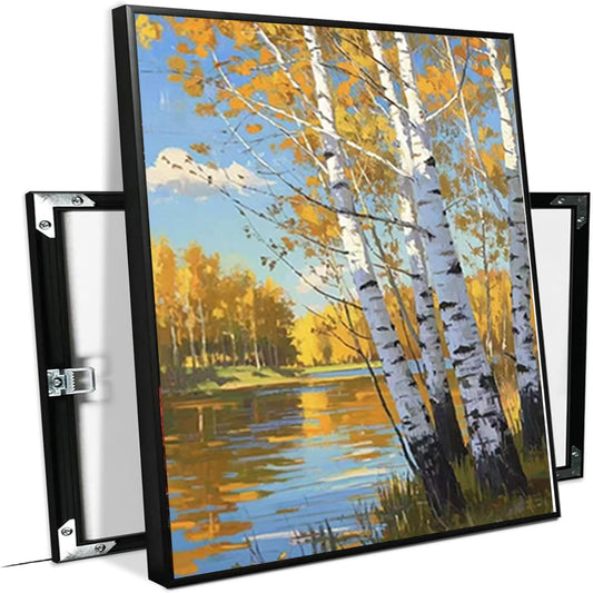 Poplar trees beside the blue sky and white clouds are suitable for living rooms bedrooms and offices Landscape posters and wall paintings