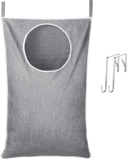 Lifewit Over Door Laundry Hamper, Large Collapsible Hanging Laundry Hamper, Hanging Laundry Basket Bag for Bathroom Bedroom Dirty Clothes Storage Organizer, Light Gray