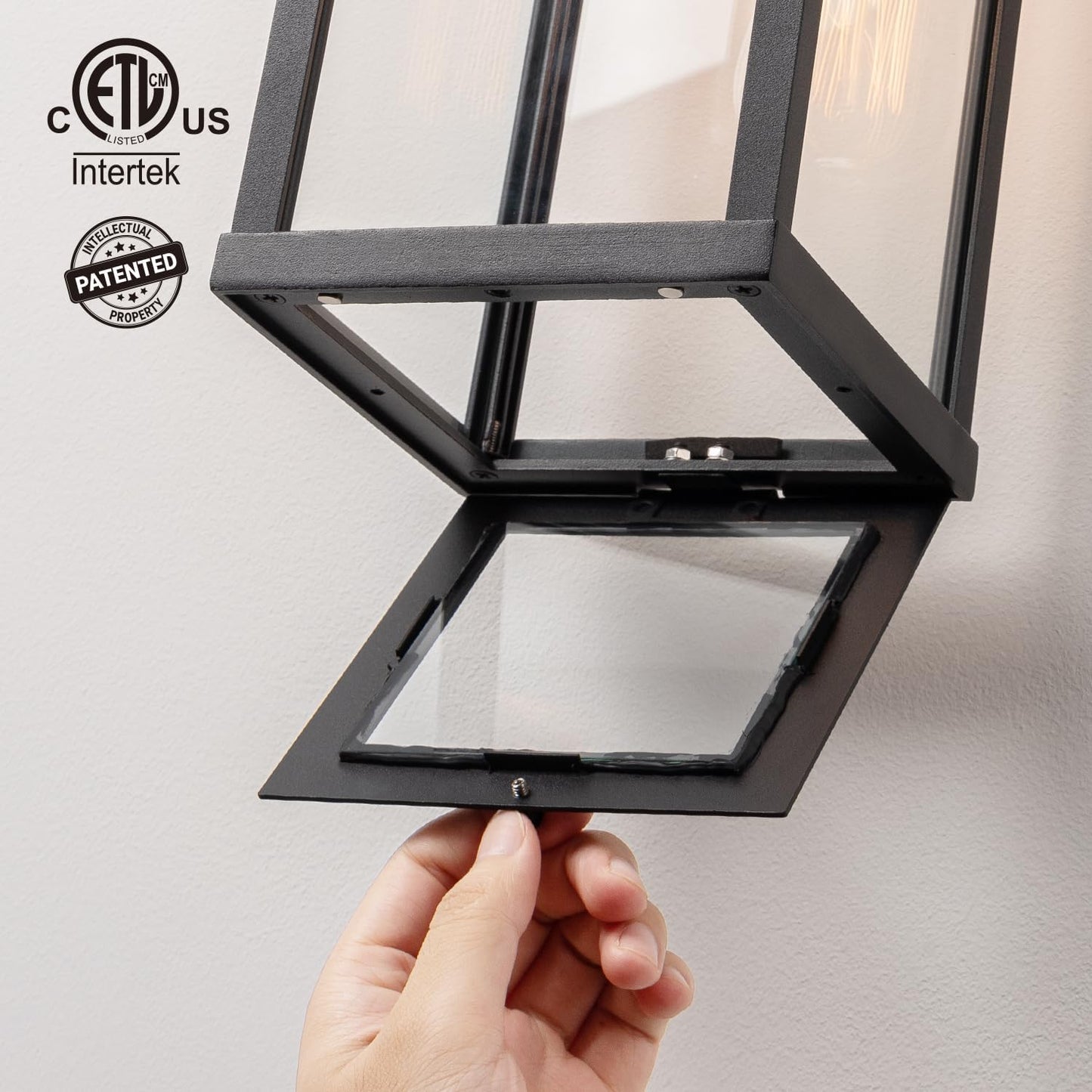 mirrea 18" Classic Outdoor Wall Sconce 1 Light in Matte Black Rectangular Metal Frame and Clear Glass Shade Waterproof Porch Light Patio Light Pack of 2