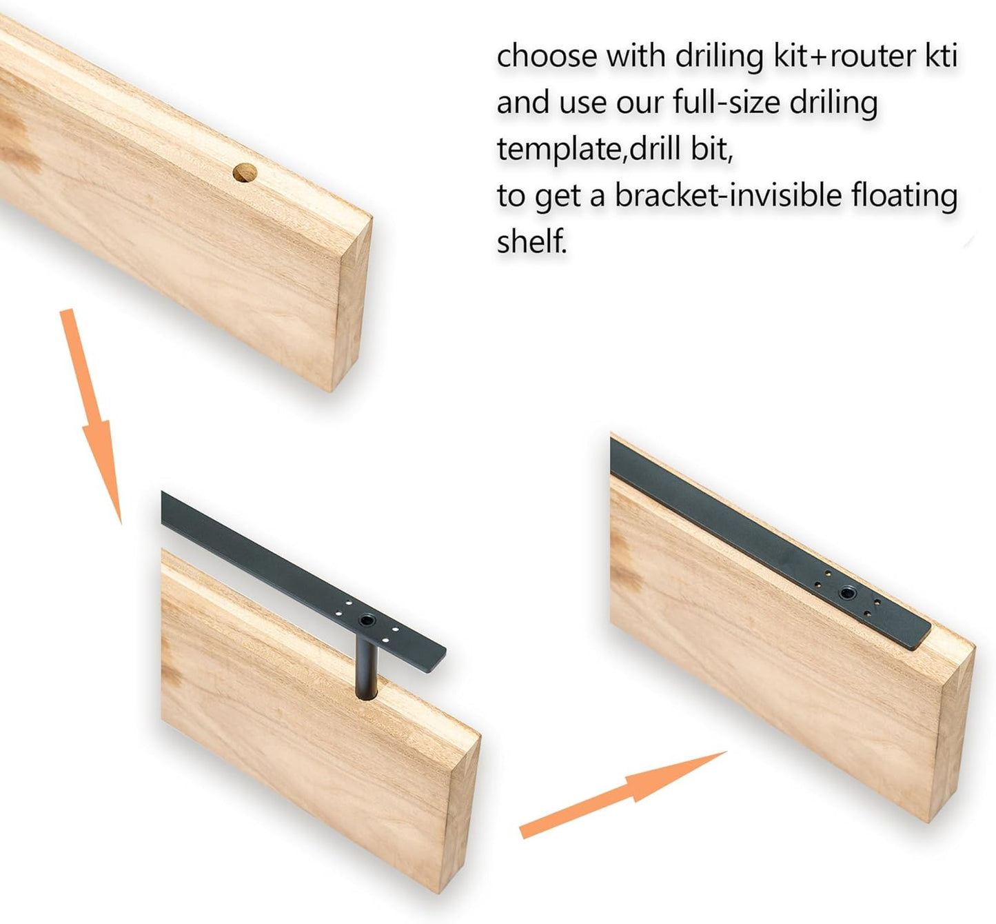 Hidden Shelf Brackets ， Floating Shelf Bracket (Additional Brackets -NO Kits) 16 Inch -2 Pcs