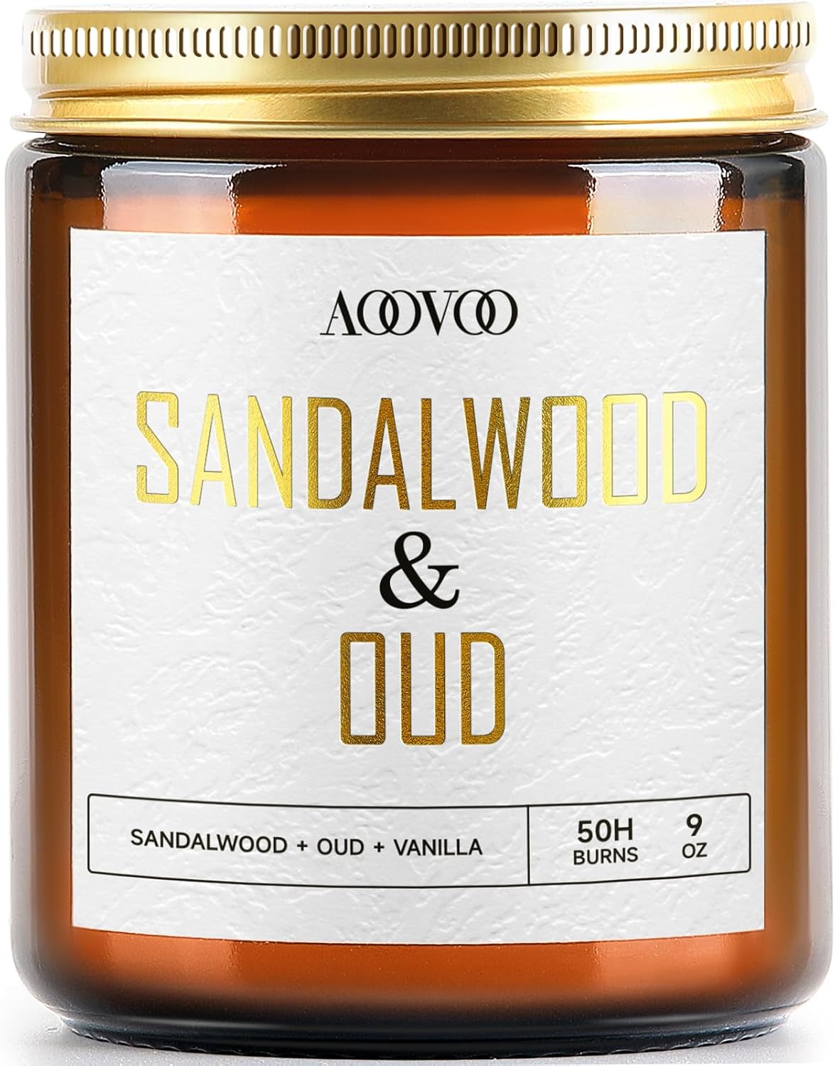 AOOVOO Sandalwood Oud Candle - Sandalwood Candle, Scented Candles, Soy Candles for Home Scented, 9oz