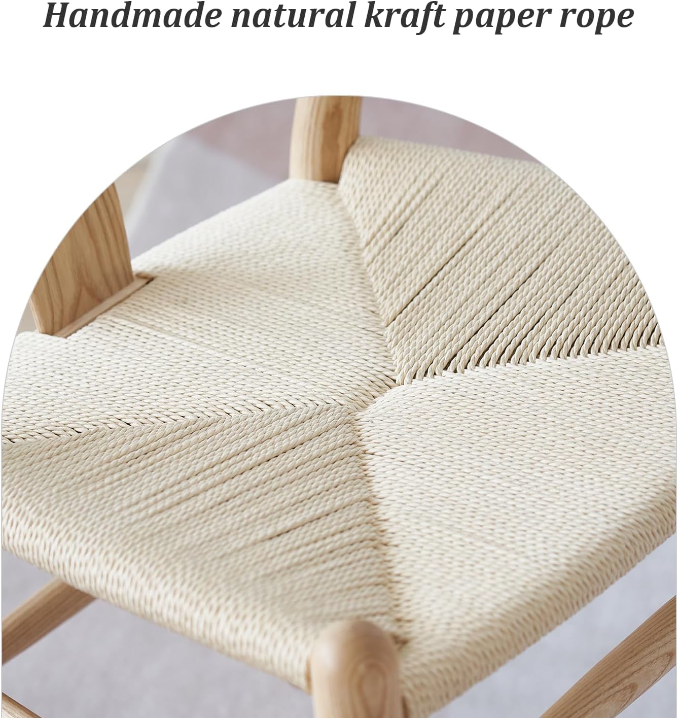 Wishbone Chair Natural Solid Wood Dining Chair/Hans Vegner Y Chair Rattan and Wood Accent Armrest Chair (Ash Wood + Natural Wood Color)