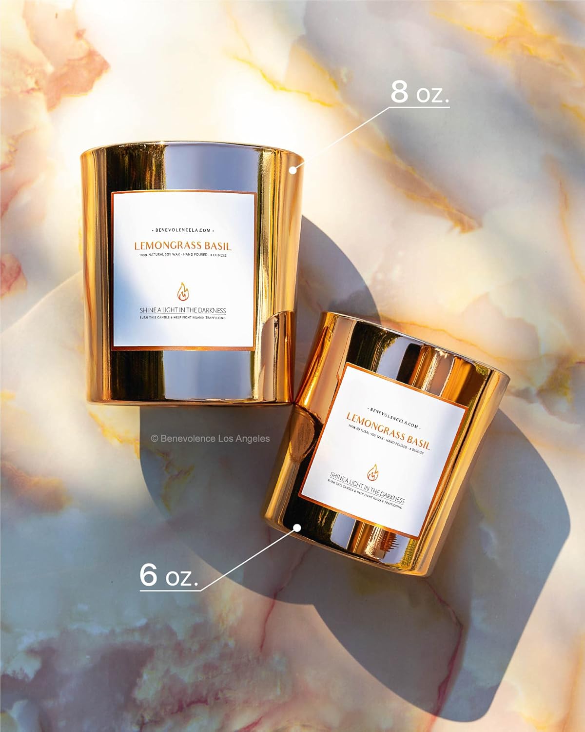 Benevolence LA Lemongrass & Basil Wood Wick Candles | Soy Scented Candles for Home | Gifts for Women and Men | Home Fragrance | Aromatherapy | Shelf Decor, Bathroom Freshener | 8oz, 45 Hour Burn