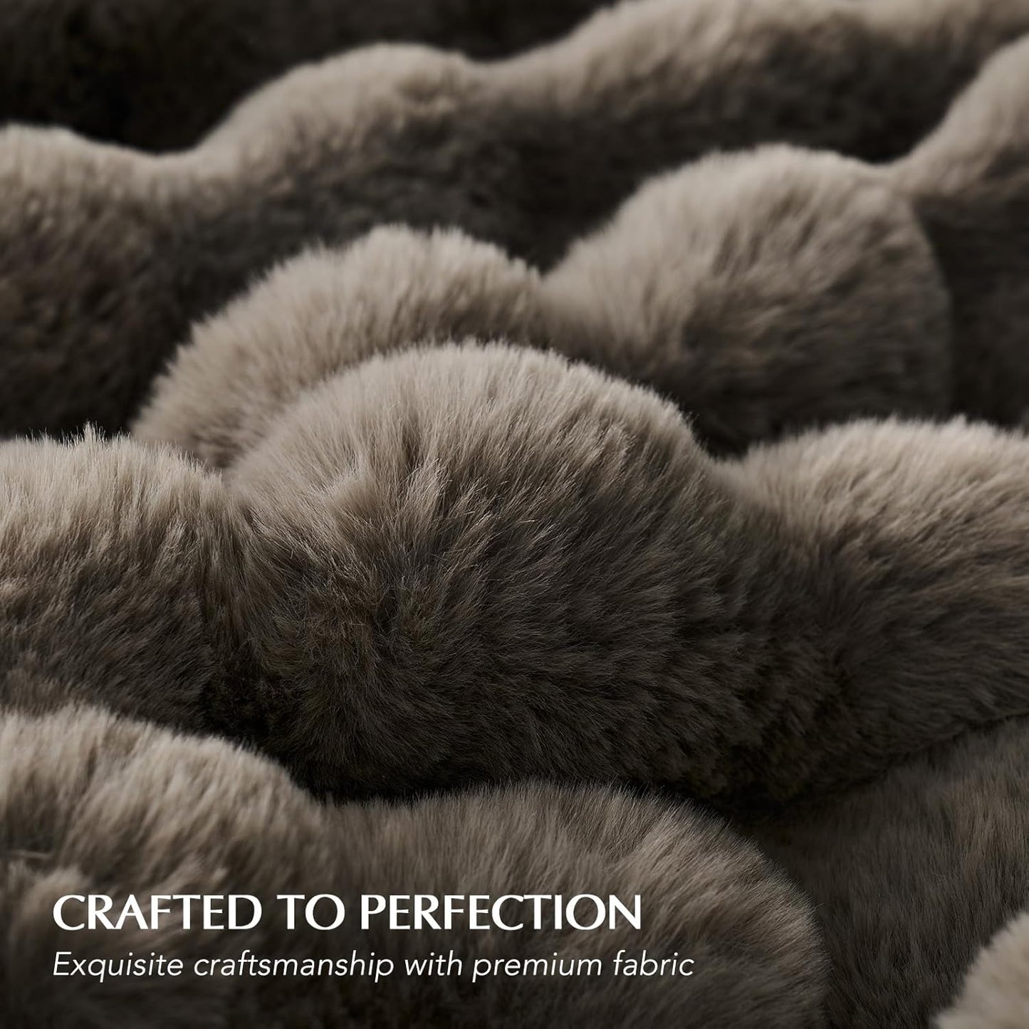 EVERGRACE Ultra Soft Luxury Fluffy Faux Rabbit Fur Throw Blanket, Thick Warm Fuzzy Blankets for Bed, Cozy Plush Reversible Blanket for Couch, Chair, Sofa, Dark Taupe, 50x60 Inches, 870 GSM