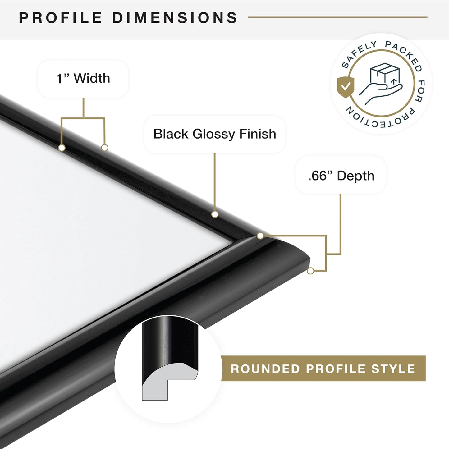 MCS Trendsetter 16x20 Poster Frame Black High-Gloss, Vertical & Horizontal Wall Hanging Large Picture Frame for Photos, Posters & Art Prints (2-Pack)