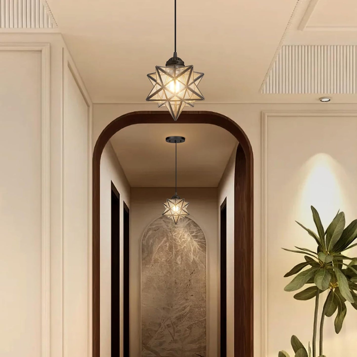 Clear Glass Chandeliers Lighting Pendant Lights for Kitchen Island Dining Room Light Fixture Chandeliers Hanging Light with Warm Light Bulb