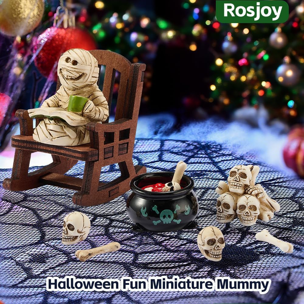 Halloween Fun Miniature Mummy Figurine,Gothic Horror Resin Mummy Decor,for Bookshelf Decor,Desk Trinkets,Collectible,Party Gifts