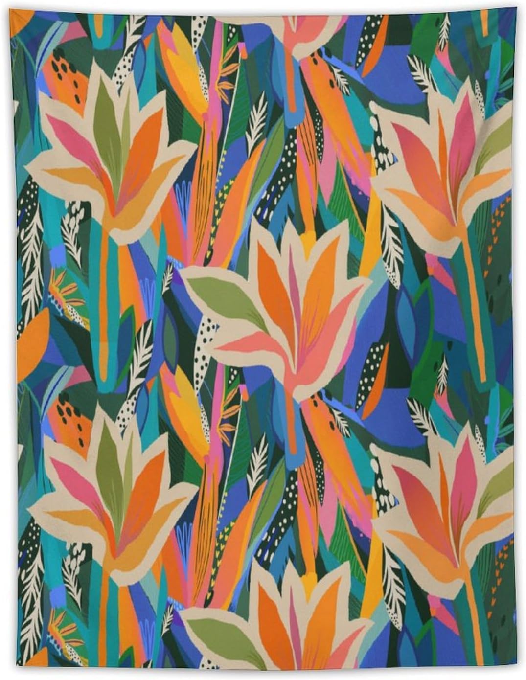 ICMOLYYENLO Boho Green Leaves Tapestry, Mid Century Abstract Tropical Palm Leaves Modern Minimalist Geometric Wall Hanging, Neutral Home Decor Art for Living Room Bedroom Dorm 60x60 Inch