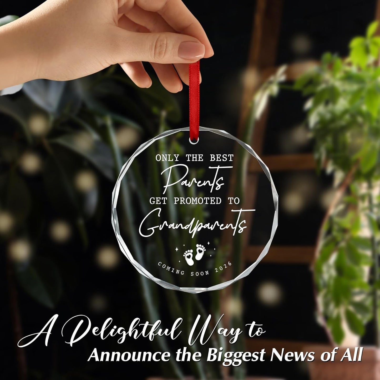 OASSIE Pregnancy Announcement for Grandparents - Glass Ornaments for Tree with Card - Promoted to Grandparents Baby Announcement Gifts for Grandma Grandpa, Grandma Gifts for Women, Grandpa Gift Ideas