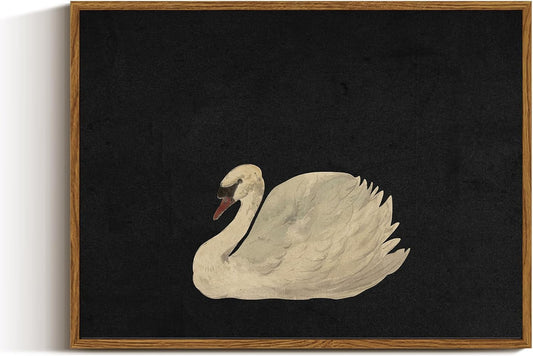 VIYYIEA Framed Canvas Wall Art Home Decor Swan Art Wall Decorations Prints Grace Swan Painting Pictures Rustic Bathroom Wall Decor Farmhouse Home Decor for Living Room Bedroom Office Decor 12x16in
