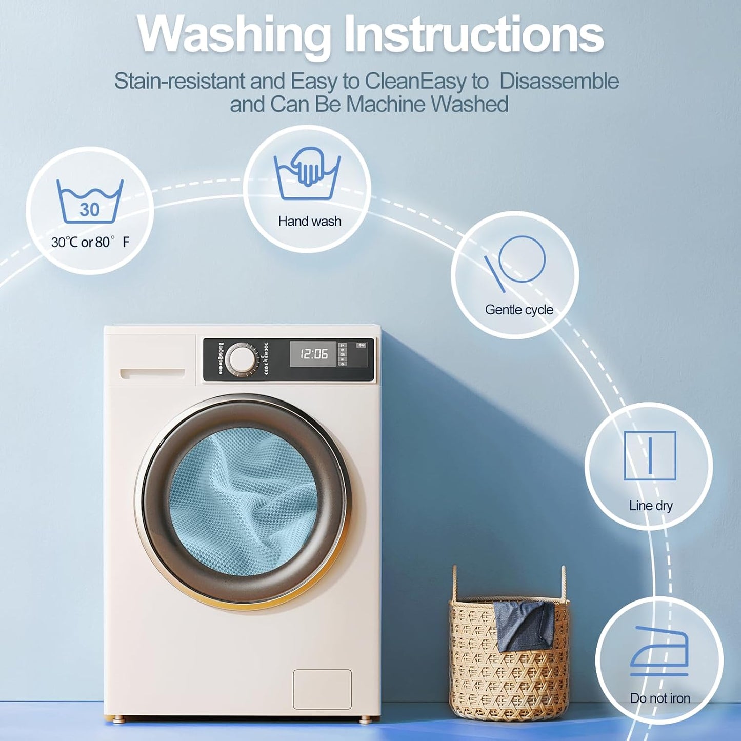 Large Backrest Cushion Covers Super Stretch Backrest Covers for 3 Cushion Couch Sofa, Couch Back Cushion Covers Featuring with Chenille Yarn (Softer Version, 3PC, Blue)