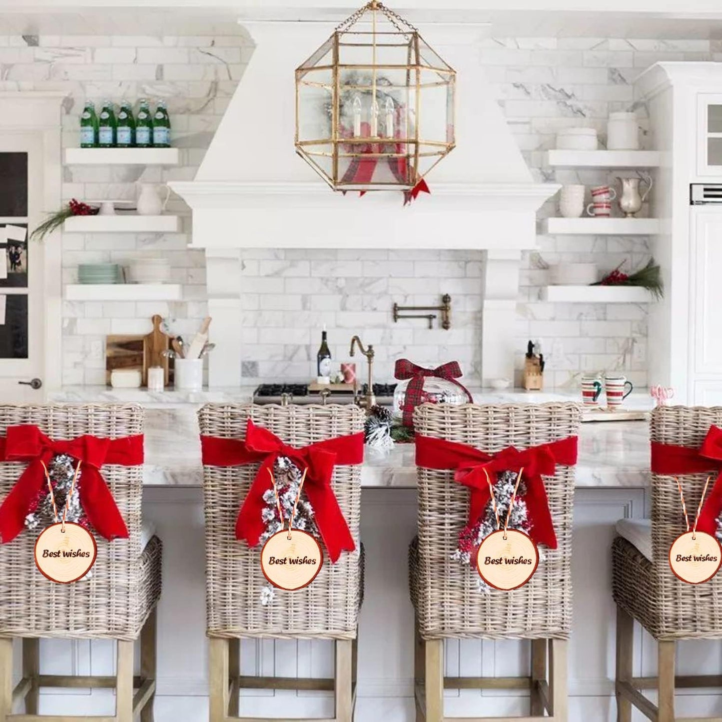 Natural Wood Slices TICIOSH Craft Unfinished Wood kit Predrilled with Hole Wooden Circles for DIY Crafts Wedding Decorations Christmas Ornaments Arts Wood Slices (50 Pcs 2.0-2.4 inches)