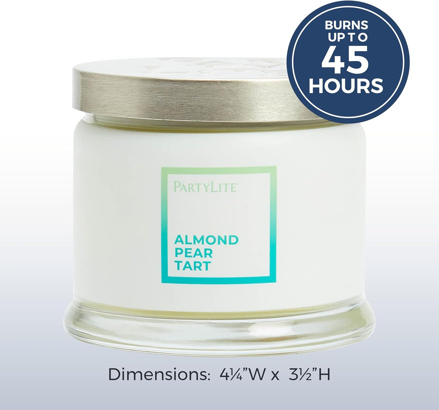 PartyLite 3-Wick Jar Candle, Highly Fragranced Clean Burning Glass Candle, 25-45 Hours Burn Time (Almond Pear Tart)