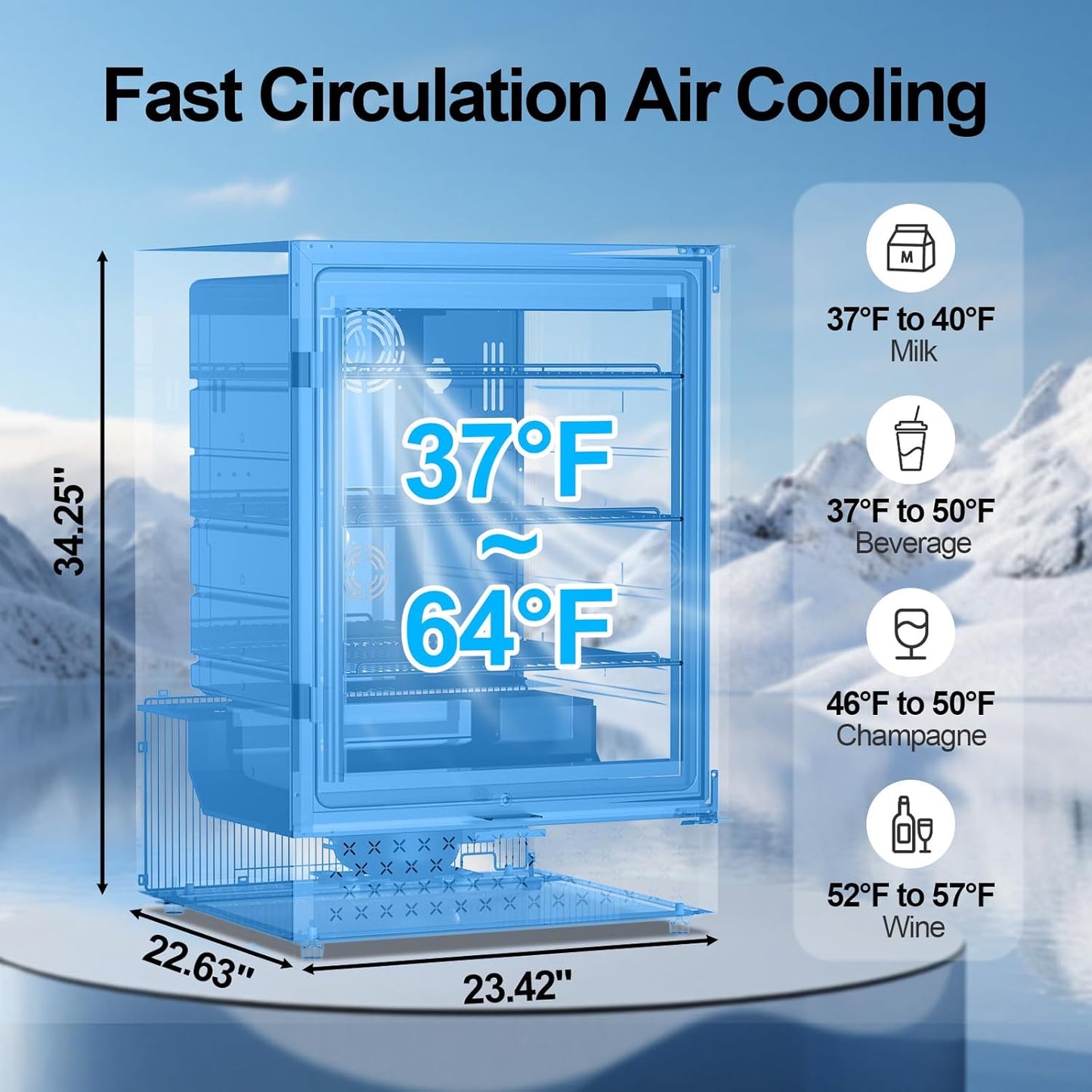 24 Inch Beverage Refrigerator, 5.2 Cu. Ft. Drink Refrigerator with Glass Door, 200 Cans Under Counter & Freestanding Drink Fridge, Reversible Door, Built-In Beverage Cooler for Kitchen, Bar or Office.