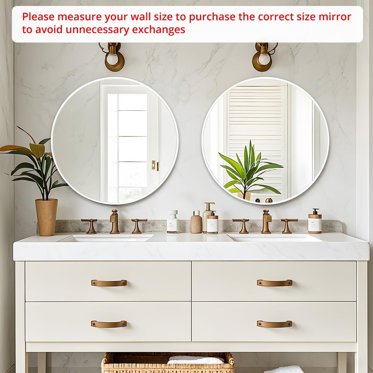 Fabuday White Round Mirror for Wall 20 inch - Circle Mirror for Bathroom, Entryway, Living Room, Hallway, Bedroom Decor, Small Matte Frame Mirrors