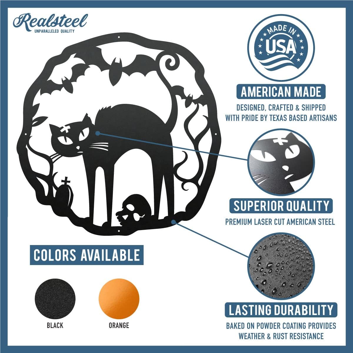 RealSteel Halloween Decoration, Indoor or Outdoor Wreath Front Door Sign, Wall Decor, Door Sign