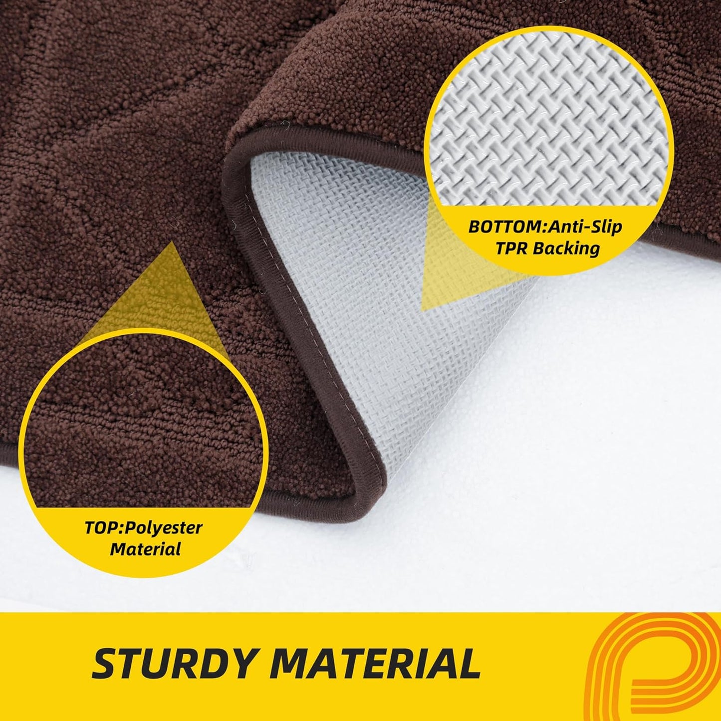 JSEI Dirt Trapper Door Mat 24"x36", Non-Slip Washable Entryway Mats, Dog Door Mat, Stain Resistant and Absorbent Floor Mats, Low Profile Welcome Mat for Front Back Door, Brown