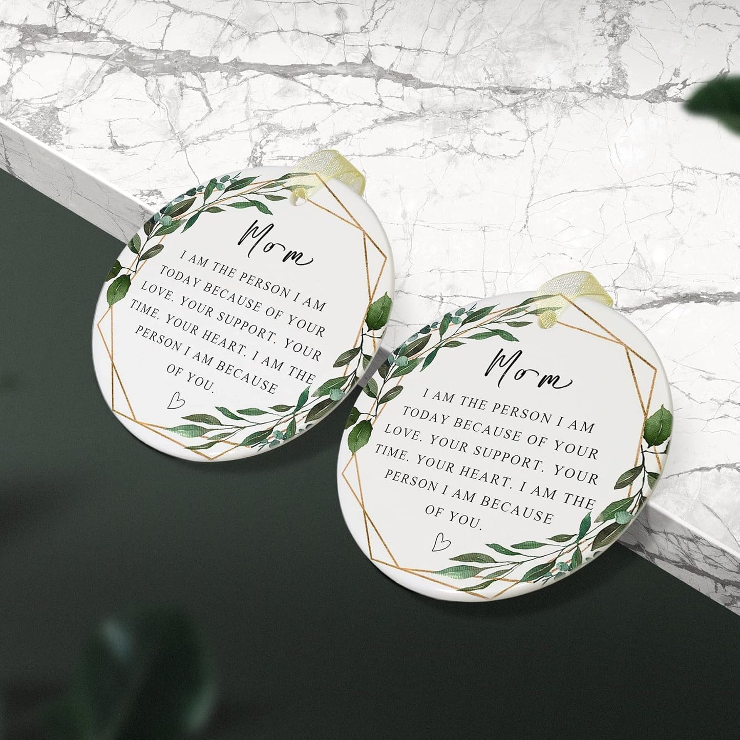 Mom Ornaments 2025 Mother Mother's Day Ornament Mom Christmas Ornamentfrom Son&Daughter Forever Best Ever Gift Mother's Birthday Double-Sided Printing Ceramic(2.9")