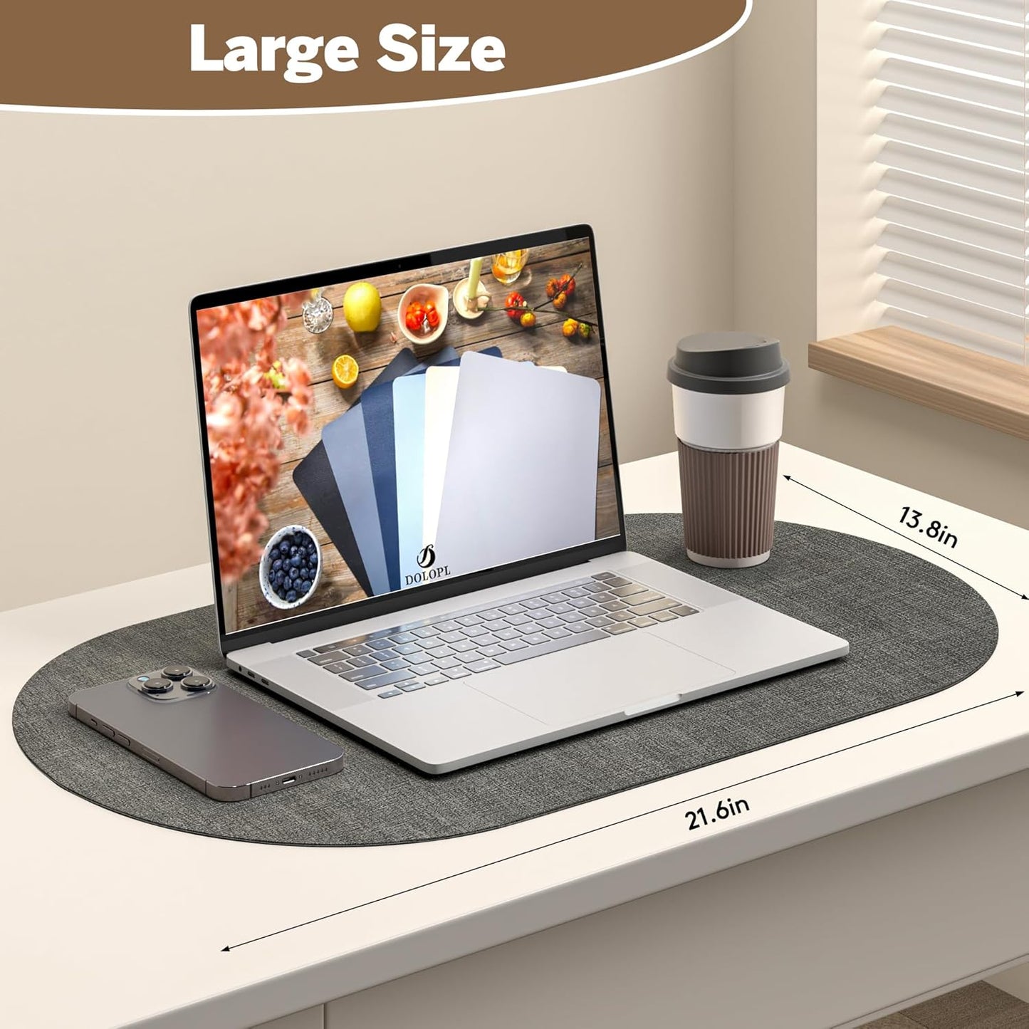 DOLOPL Placemats Set of 6, Oval Large Place Mats for Kitchen Dining Room Table Decorations, Faux Leather Anti Slip Waterproof Dining Table Place Mats for Indoor & Outdoor Use(13.8"x21.6")