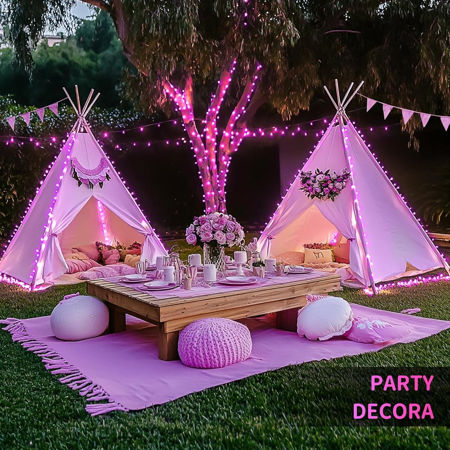 JMEXSUSS 600 LED Pink Christmas Lights for Decorations, 168ft Pink String Fairy Lights Indoor Outdoor Clear Wire for Girl's Room Bedroom Brithday Party Yard Decor