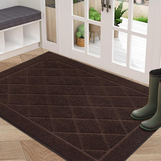 BEQHAUSE Dirt Trapper Door Mat 32" x 48", Doormat Non-Slip Entryway Rugs Washable, Dog Door Mat Stain Resistant and Absorbent Welcome Floor Mat for Front Back Door, Muddy Wet Shoes & Paws, Brown