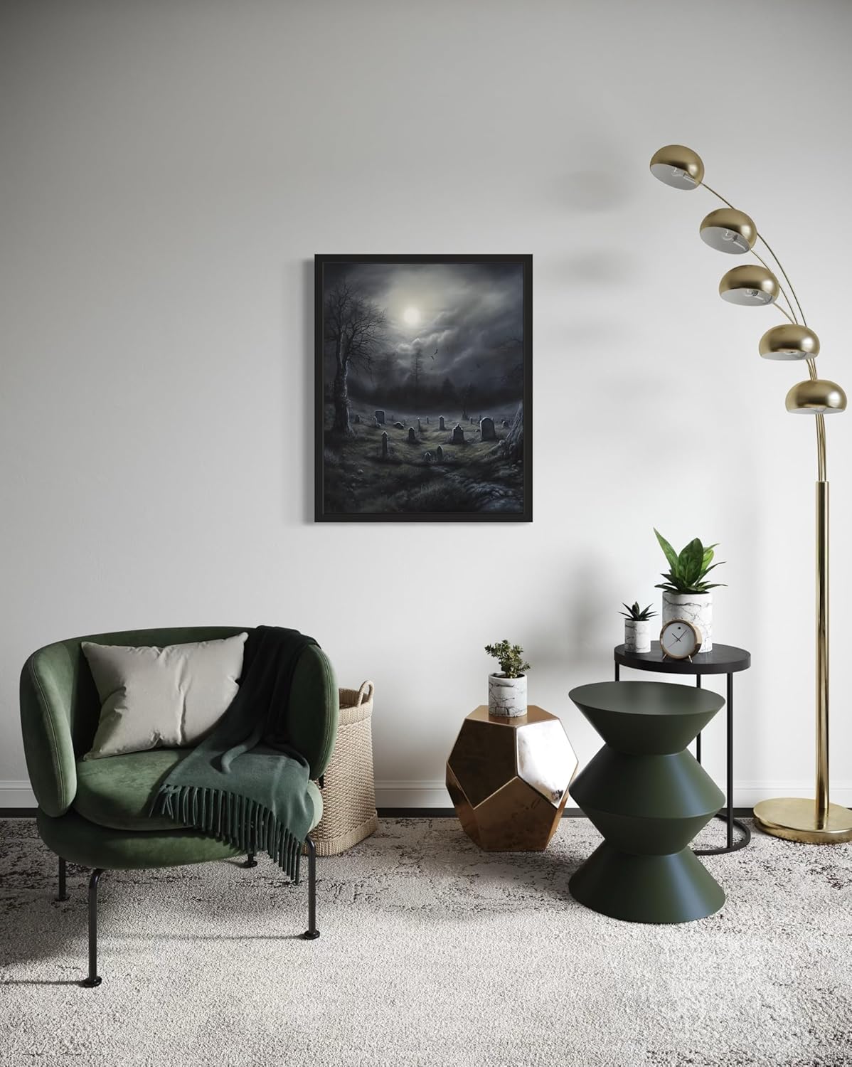 Gothic Graveyard Poster Art Print, Halloween Scary Vintage Wall Art Academia Spooky Painting Decoration for Horror Prints, Posters Bedroom Decor 89 (Gothic Graveyard, 11 x 14 inches, Unframed)