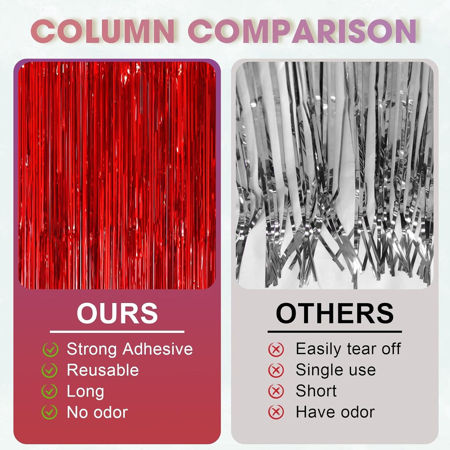 3 Pack 3.3x8.2 Feet Red Foil Fringe Backdrop Curtains, Tinsel Streamers Birthday Party Decorations, Fringe Backdrop for Graduation, Baby Shower, Gender Reveal, Disco Party