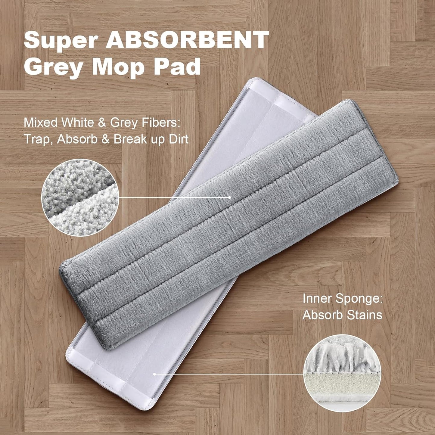 JOYBOS Mop and Bucket with Wringer Set, Hands Free Flat Floor Mop and Bucket, with 2 Washable Microfiber Pads, Wet and Dry Use, Floor Cleaning System