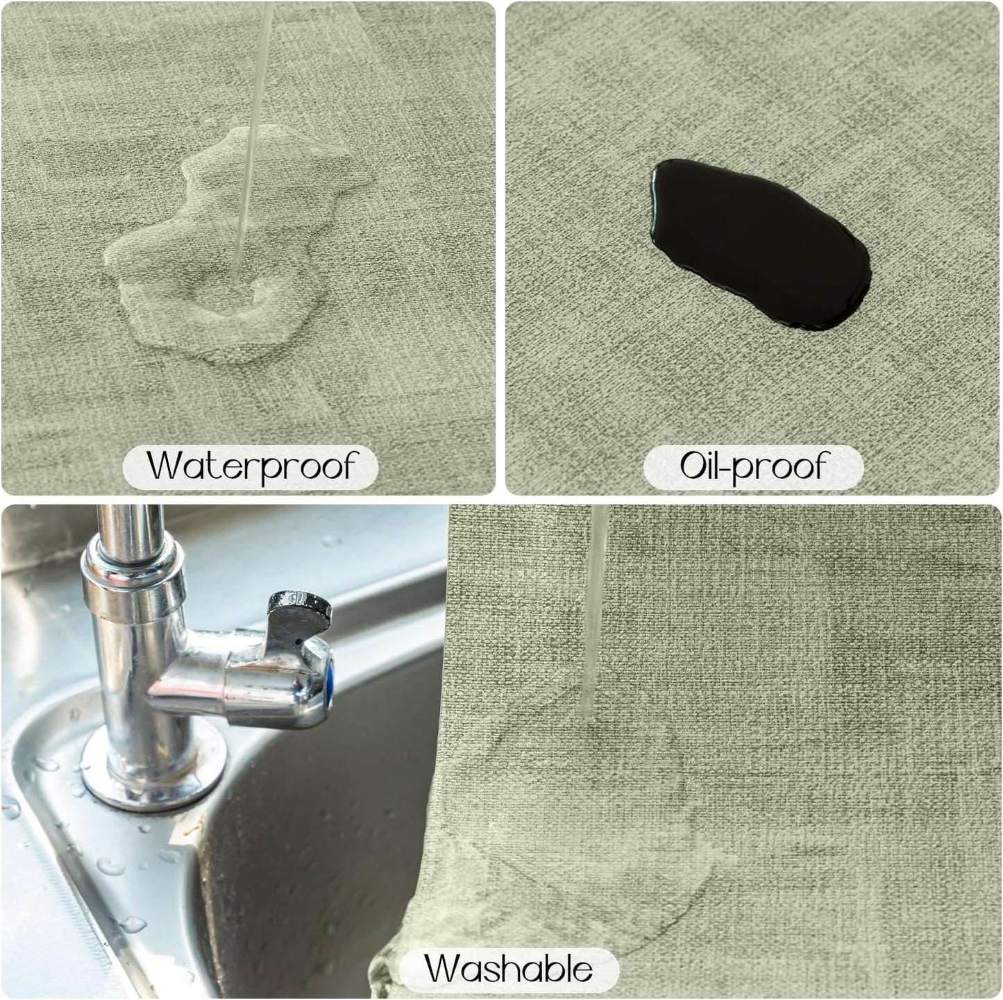 Romanstile Reversible Vinyl Placemats Set of 8, Faux Leather 100% Waterproof Oil-Proof Wipeable Place Mats, Heat Resistant Dual Sided Table Mats for Kitchen/Dining/Party (Grey Green, 12 x 17 Inch)