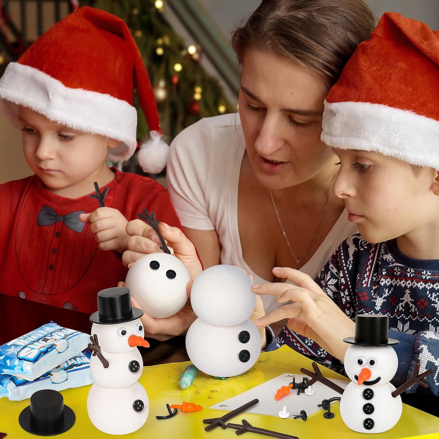 24 Pack Snowman Crafts, Christmas Decoration DIY Kit, Christmas Snowman Gift Bulk, Build a Modeling Clay Snowman Kit with Air Dry Clay Xmas Stocking Stuffers Gift for Party Favors Winter Activities