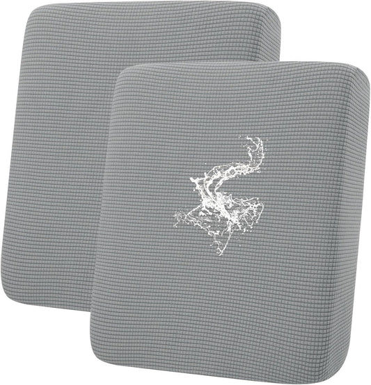 hyha Waterproof Couch Cushion Covers for Pets, Non Slip Sofa Seat Cover for Dogs Washable, Soft Thick Stretch Jacquard Fabric, Sofa Slipcovers with Elastic Bottom (2 Pieces, Light Grey)