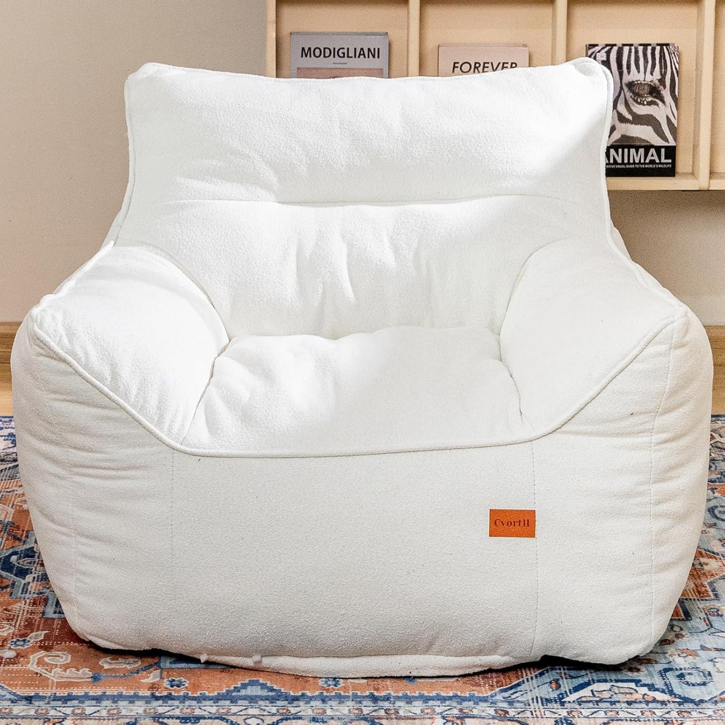 Bean Bag Chair for Adults, Comfy Tufted Bean Bag Chair Sofa with Armrests, Lazy Beanbag Chair with Foam Filler Stuffed Bean Bag Couch Sofa for Reading in Bedroom, Living Room and Dorms