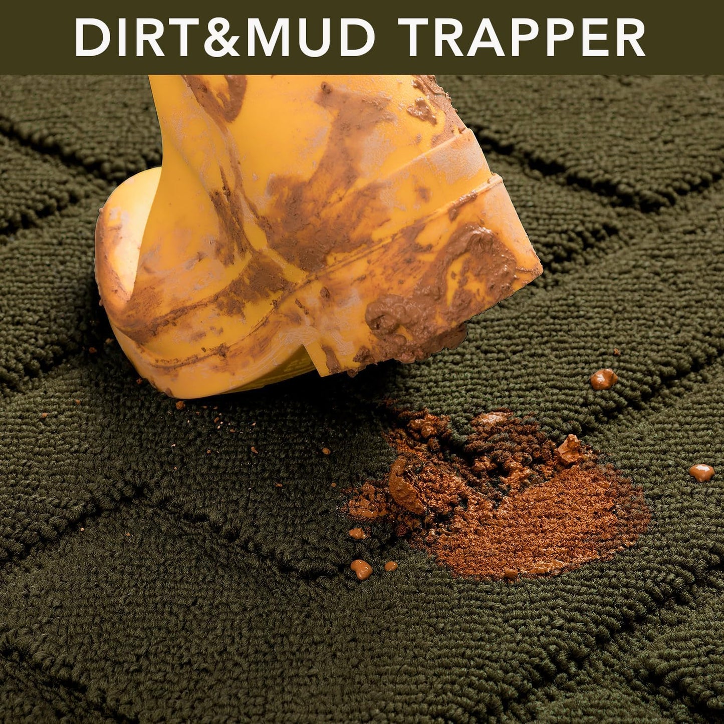 hicorfe Front Door Mat Outside Entrance,36"x59" Absorbent Muddy Dirt Resist Welcome Door Mats Outdoor Indoor,Stain and Fade Resistant,Non Slip Backing Entry Mat Doormat for Entryway(Oliver Green)