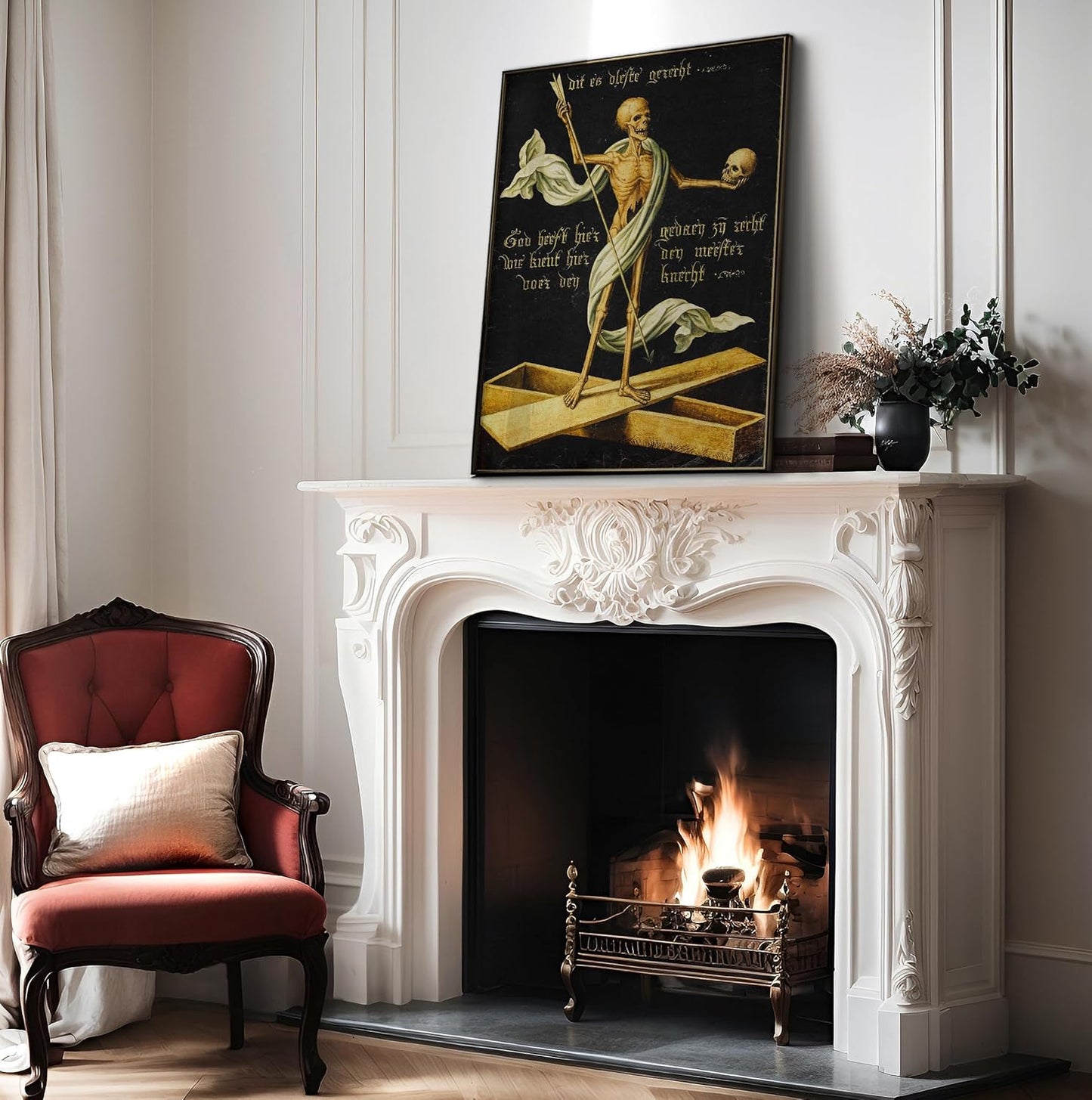 Poster Master Vintage Allegory of Life and Death Poster - Retro Skeleton Print - Halloween Art - Gift for Men & Women - Gothic Wall Decor for Dorm, Living Room or Bedroom - 11x14 UNFRAMED Wall Art