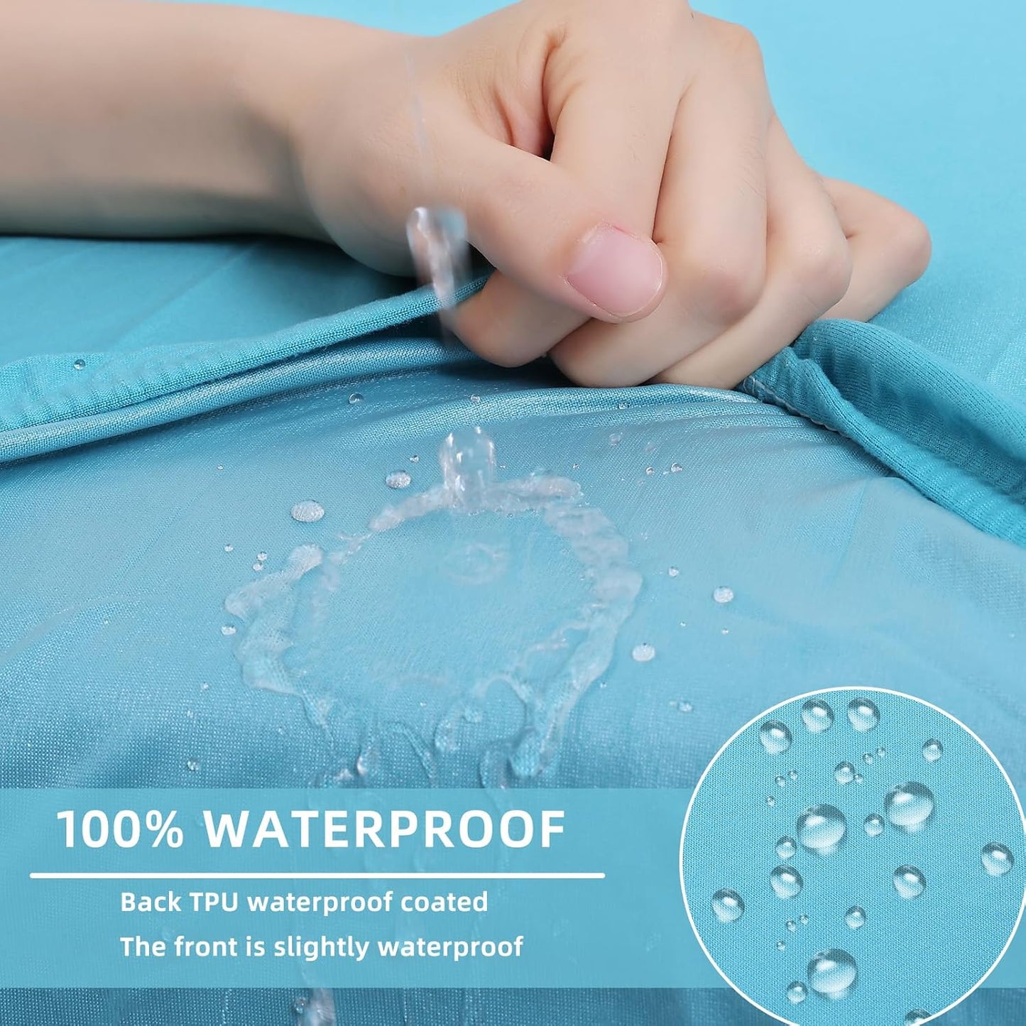 hyha Waterproof Couch Cushion Covers, Stretch Sofa Couch Seat Slipcover for Dog Washable, Non-Slip Waterproof Outdoor Cushion Covers for Patio Furniture Replacement (1 Piece for Medium, Peacock Blue)