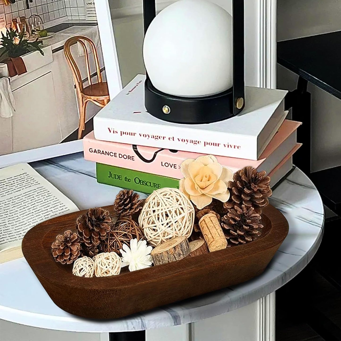 Royxen 8 Pack Wood Dough Bowl, Wooden Dough Bowls Paulownia, Rustic Bowl Vintage, Bowls for Candle (Brown, 9.7" x 6")