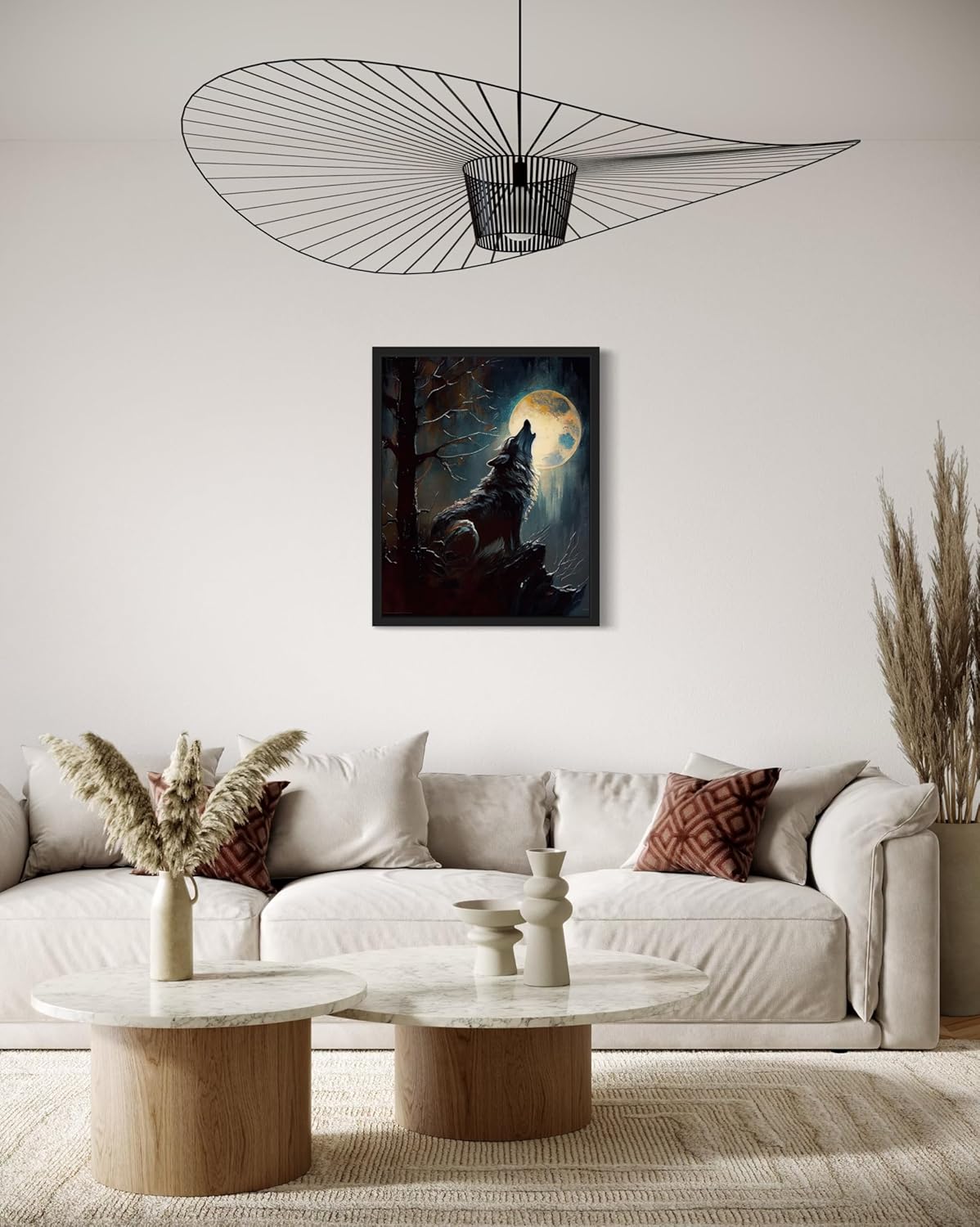 Wolf howling Poster Art Print, Halloween Scary Vintage Wall Art Academia Spooky Painting Decoration for Horror Prints, Gothic Posters Bedroom Decor 89 (Wolf howling, 11 x 14 inches, Black Frame)