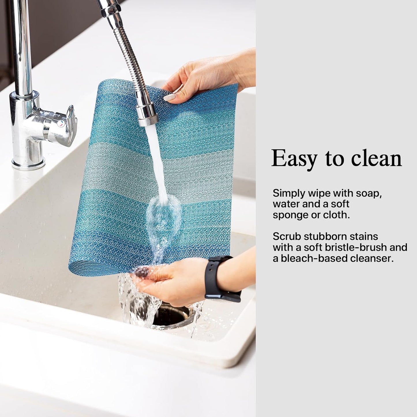 Placemats Set of 8 - Easy Clean Woven Vinyl Placemats for Dining Table, Indoor/Outdoor Place Mats, Washable PVC Table Mats（Ocean Geode）