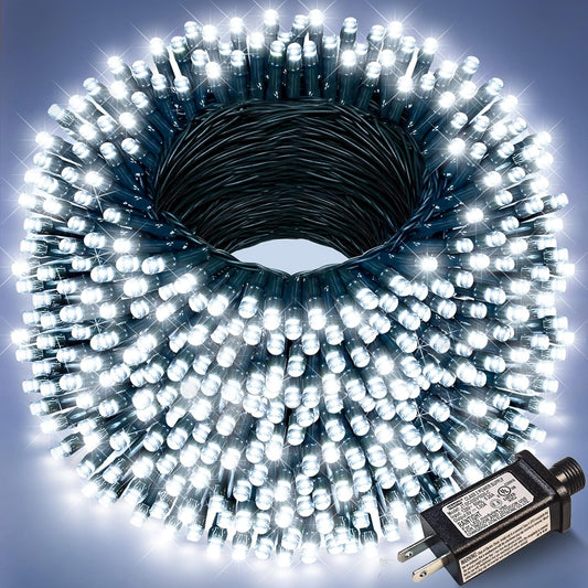 262FT 800 LED Christmas Lights, Plug in Christmas Tree Lights Outdoor with Timer and 8 Modes, Green Wire Waterproof String Light for Indoor House Yard Patio Xmas Decorations, White