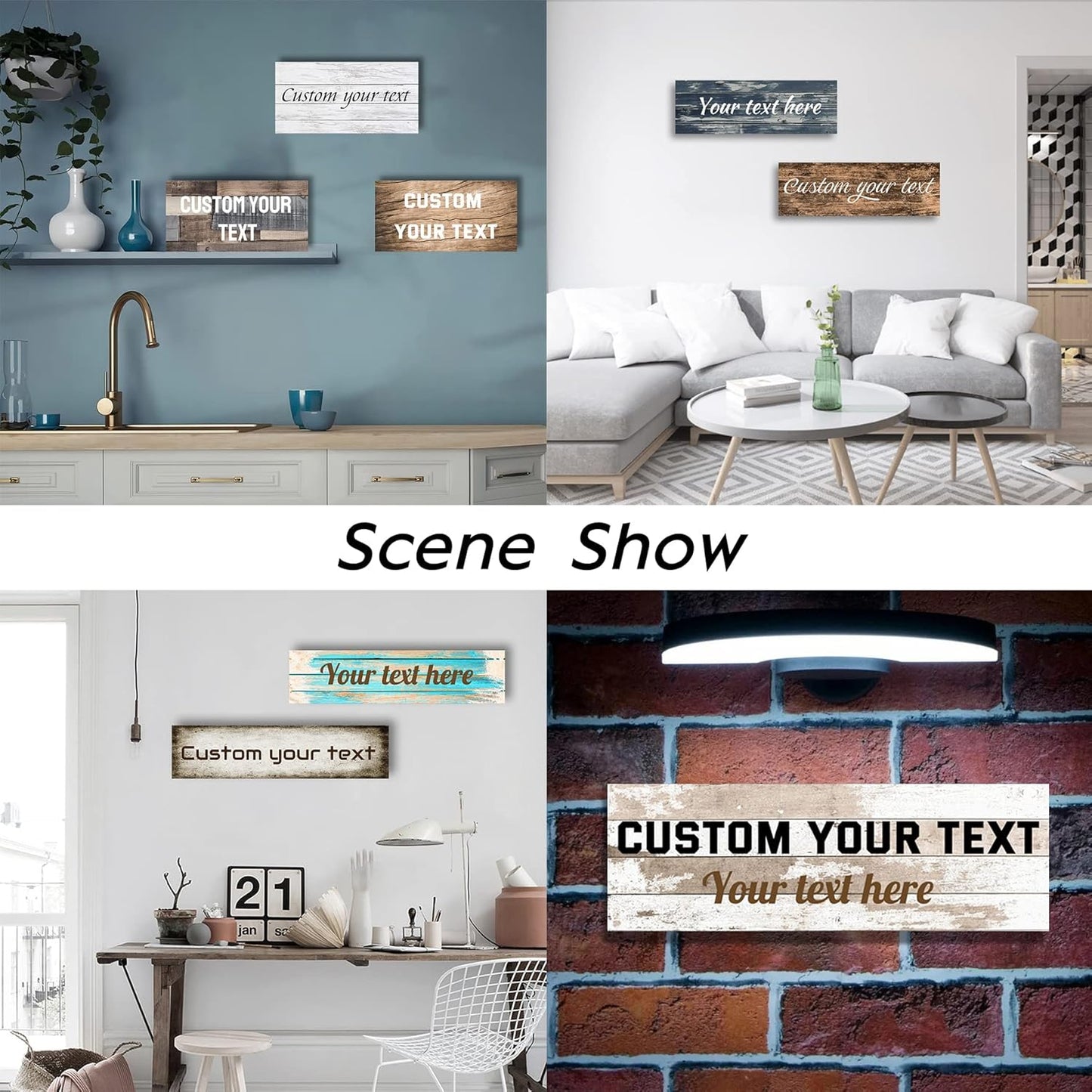 LZIMU Custom Text Signs Wall Decor Personalized Canvas Quote Family Sign Wall Art Wood Background Rustic Farmhouse Decor Framed (8"x24")