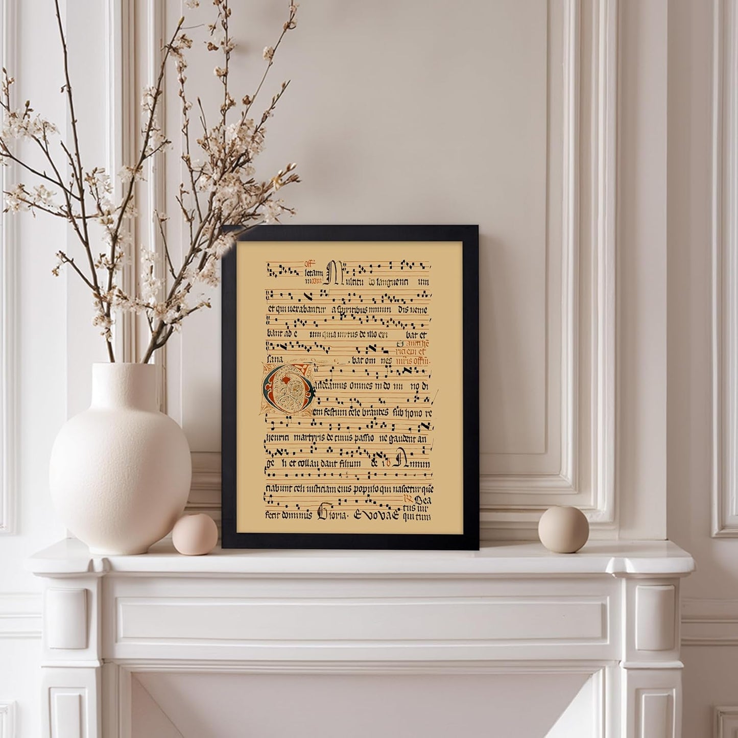 Poster Master Vintage Hymnal Poster - Retro Music Print - Gift for Artist, Friend - Graduale Aboense, Gregorian Chant Manuscript, Score - Wall Decor for Living Room, Bedroom, 11x14 Black Framed