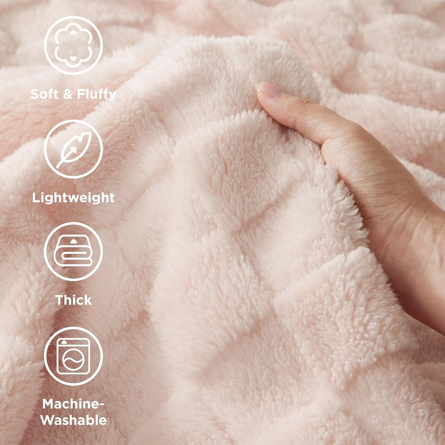 Bedsure GentleSoft Blankets Queen Size for Bed - Super Soft Cozy Blanket for Women Men Girls, Large Fuzzy Fleece Throw for Bedroom Decor, Light Pink, 90x90 Inches
