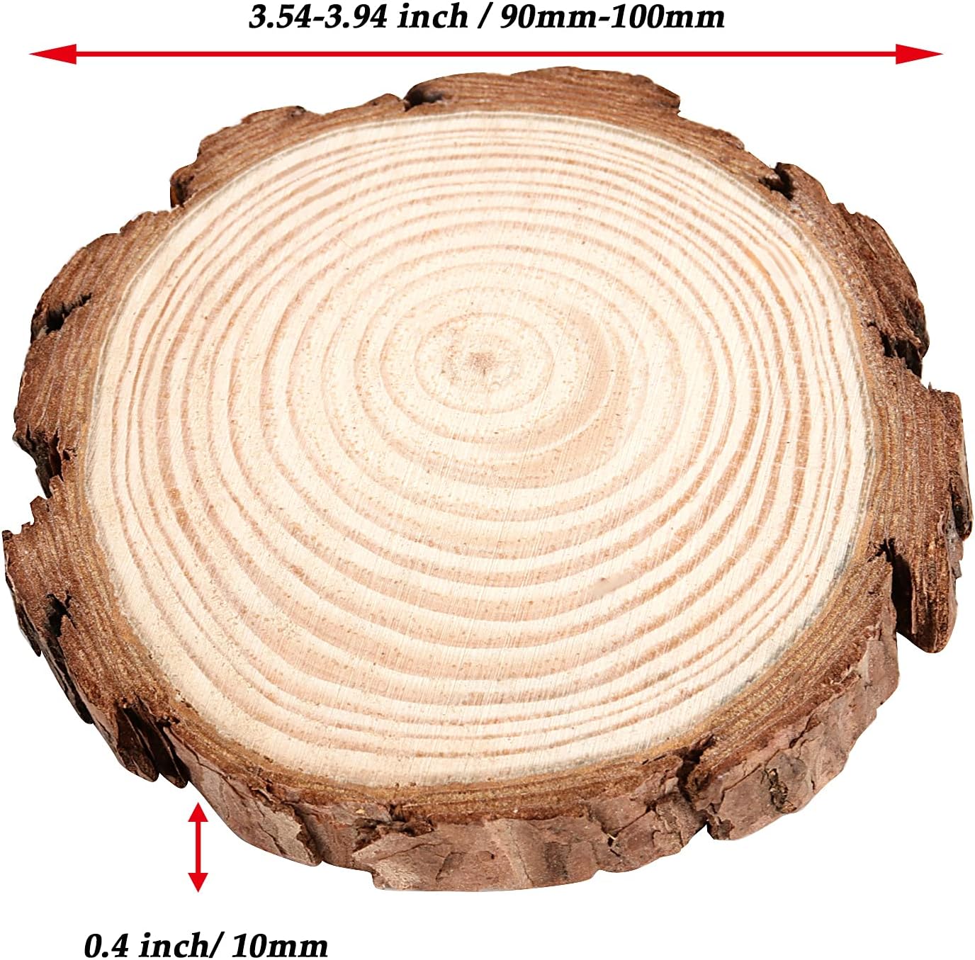 JOIKIT 50 PCS 3.5-4 Inches Natural Wood Slices, Unfinished Natural Wood Coasters, Wood Rounds Circles for Arts and Crafts, DIY, Christmas Ornaments, Rustic Wedding