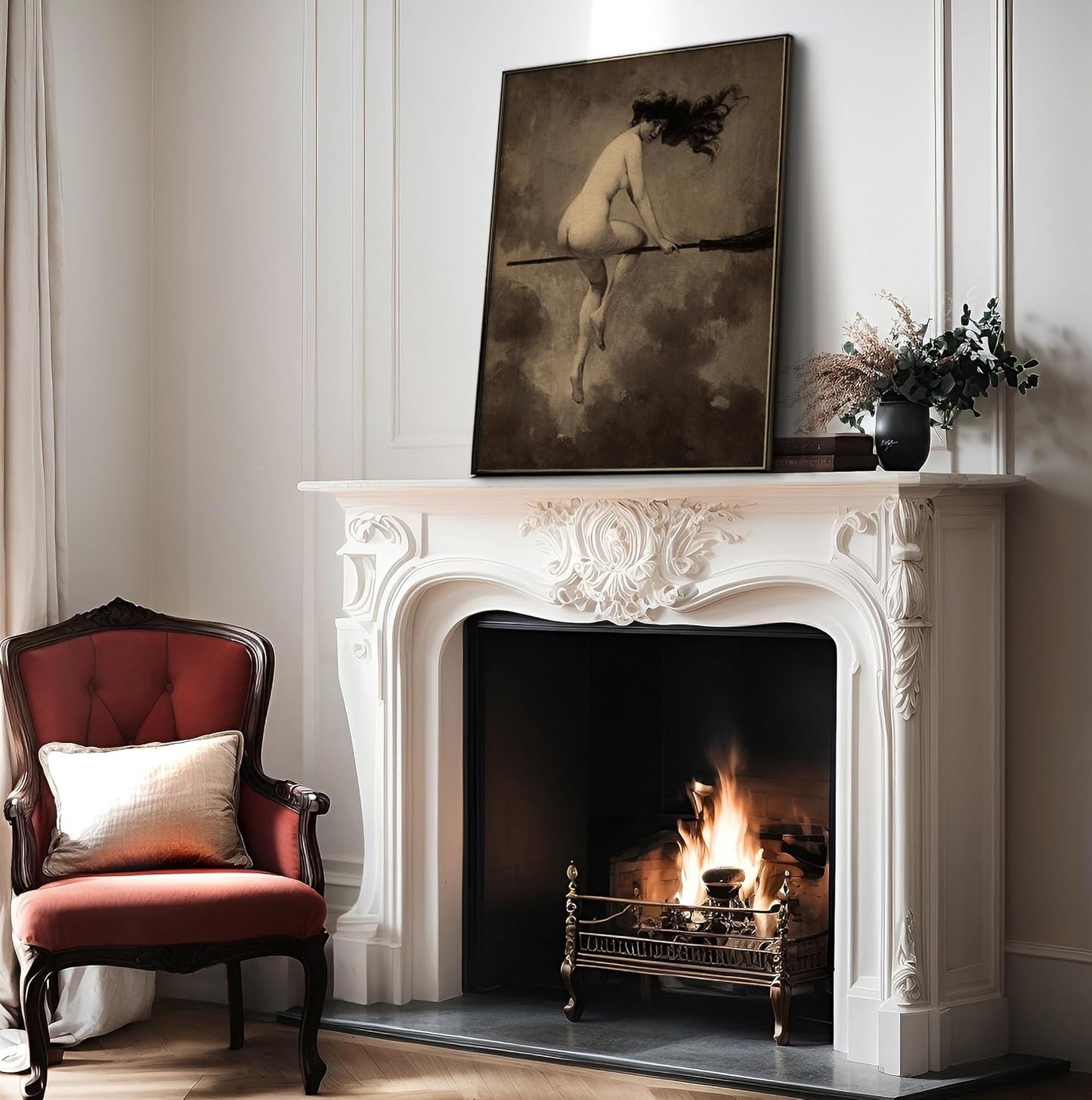 Poster Master Vintage Departure for the Sabbath Poster - Retro Naked Witch Print - Halloween Art - Gift for Men & Women - Gothic Wall Decor for Living Room, Bedroom or Dorm - 11x14 UNFRAMED Wall Art