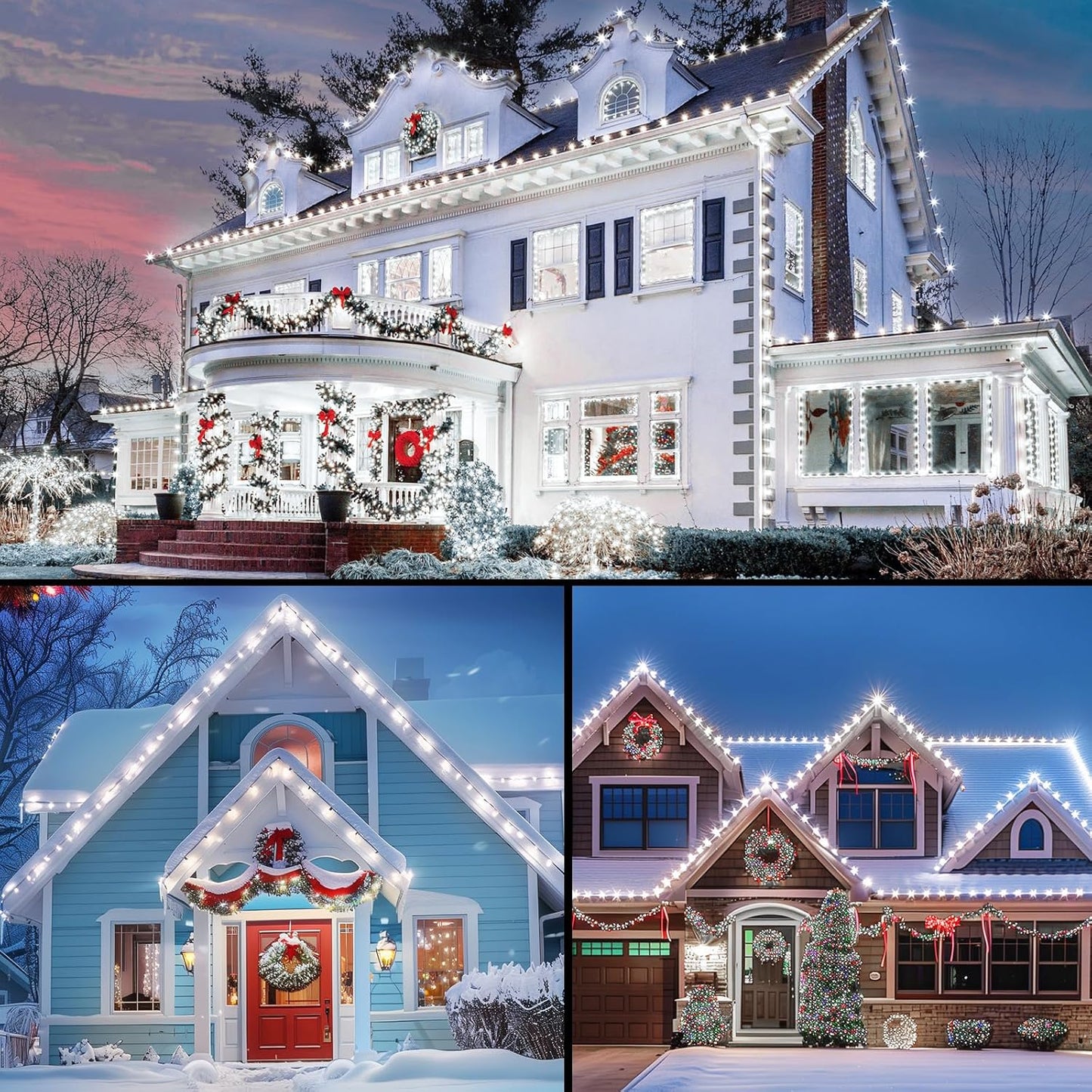 Brightown 2 Pack White C9 LED Christmas String Lights - 33ft 50 LED Waterproof Strawberry String Lights, Plug-in Extendable Green Wire Lights String for Outdoor Indoor Patio Party Decoration