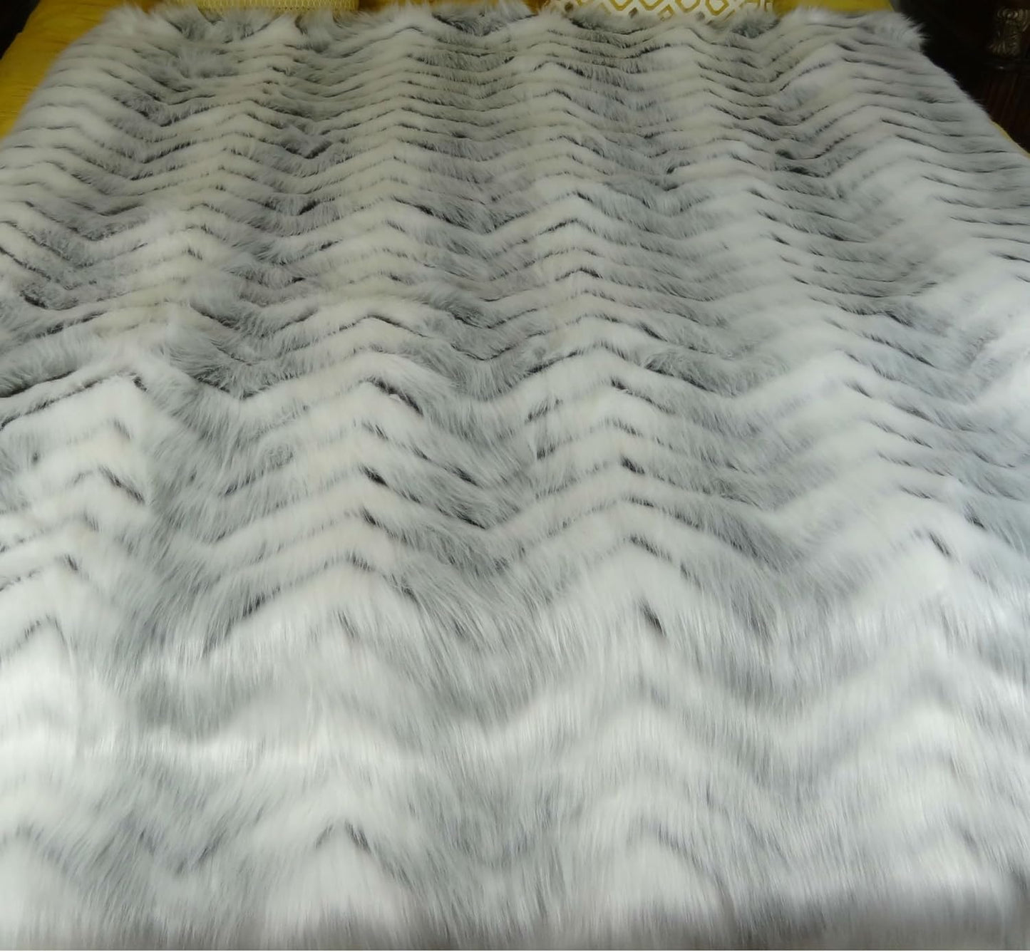 White Fox Faux Fur Throw Blanket & Bedspread - True White Gray - Luxury Soft Faux Fur, Handmade in USA, 16483